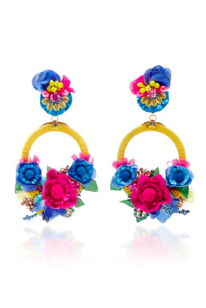 Ranjana Khan Multi Large Floral Drop Earrings, giá $395