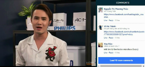 Buổi livestream chuyên nghiệp không khác gì chương trình mua hàng trên TV của Huỳnh Lập.