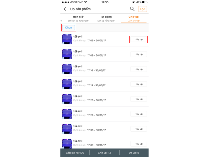 huong dan up san pham cho app