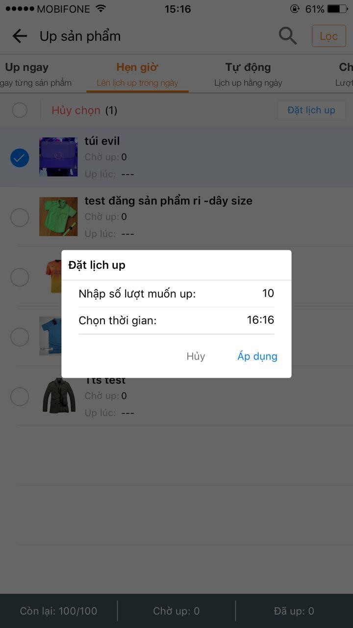 huong dan up san pham cho app