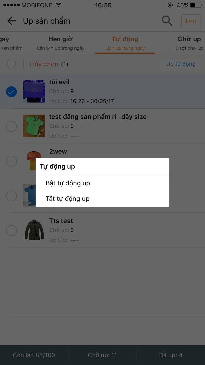 huong dan up san pham cho app