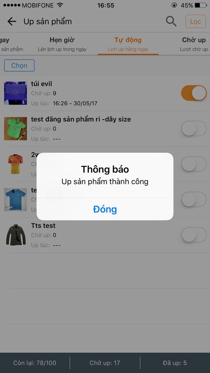 huong dan up san pham cho app