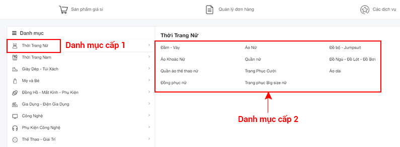 chinh sach hien thi san pham gia si trong danh muc