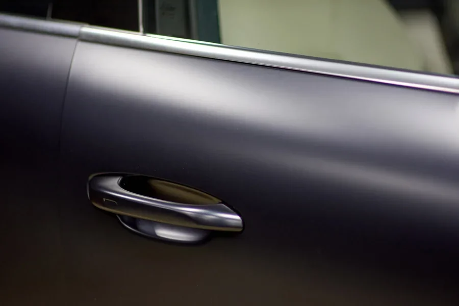A matte paint protection film installed on a car