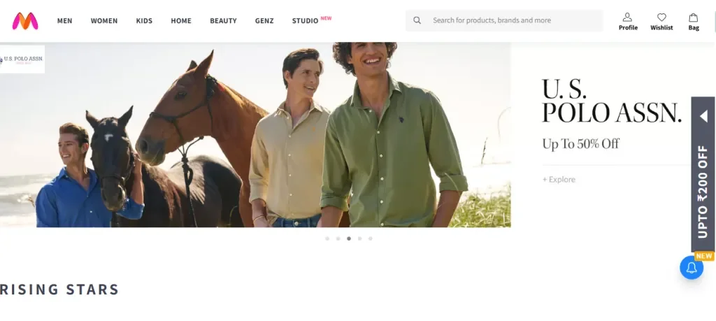 Trang chủ của Myntra