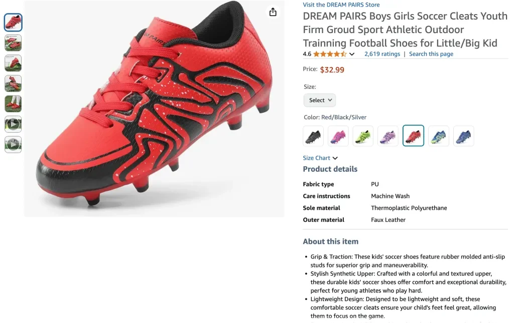 DREAM PAIRS Giày Đinh Đá Bóng Trẻ Em