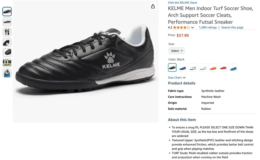 KELME Giày Đá Bóng Sân Cỏ Trong Nhà Nam