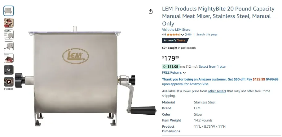 Stainless Steel Manual Meat Mixer