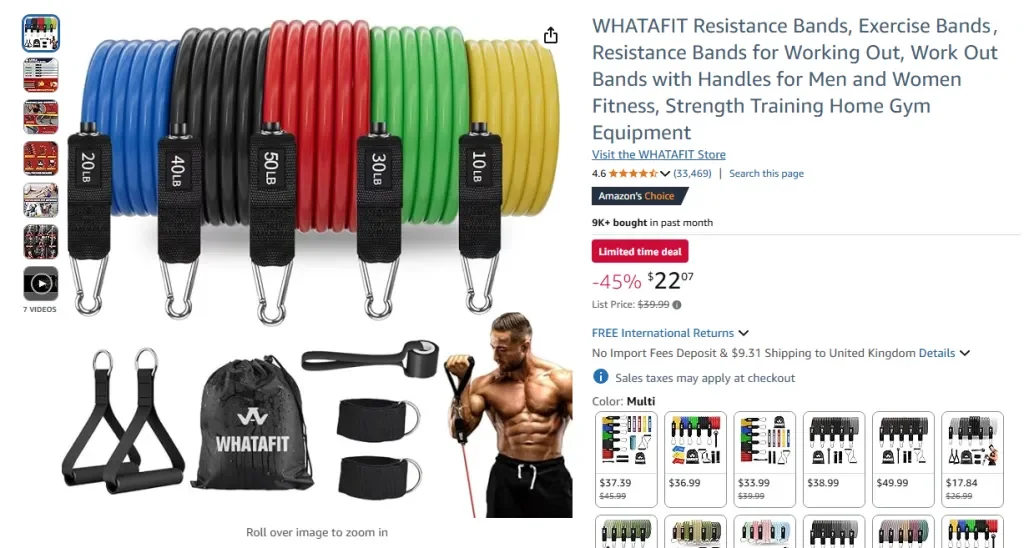 WHATAFIT Resistance Bands – Bộ Dây Tập Thể Dục Có Tay Cầm